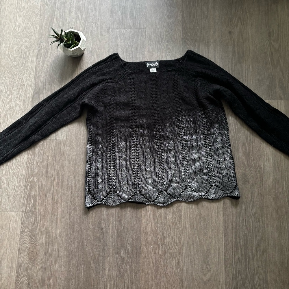 Fresh Fx Black and Silver Loose Knit Sweater